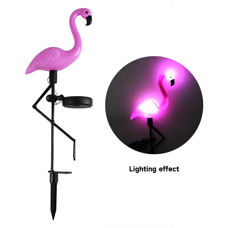 Flamingo Rosa solarlampa – Magisk trädgård på natten