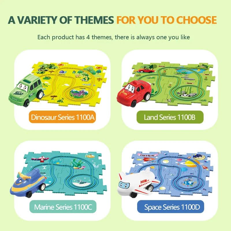 Circuit-puzzle educativo con veicoli elettrici 