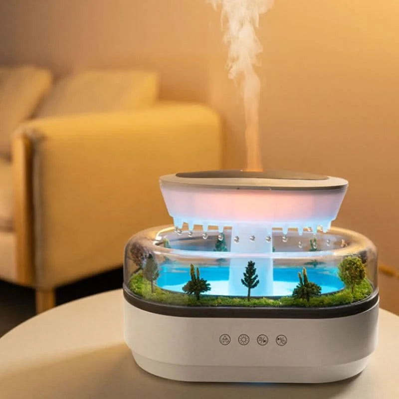 Difusor Efecto Lluvia - Sonido, Niebla y Luz de Ambiente 
