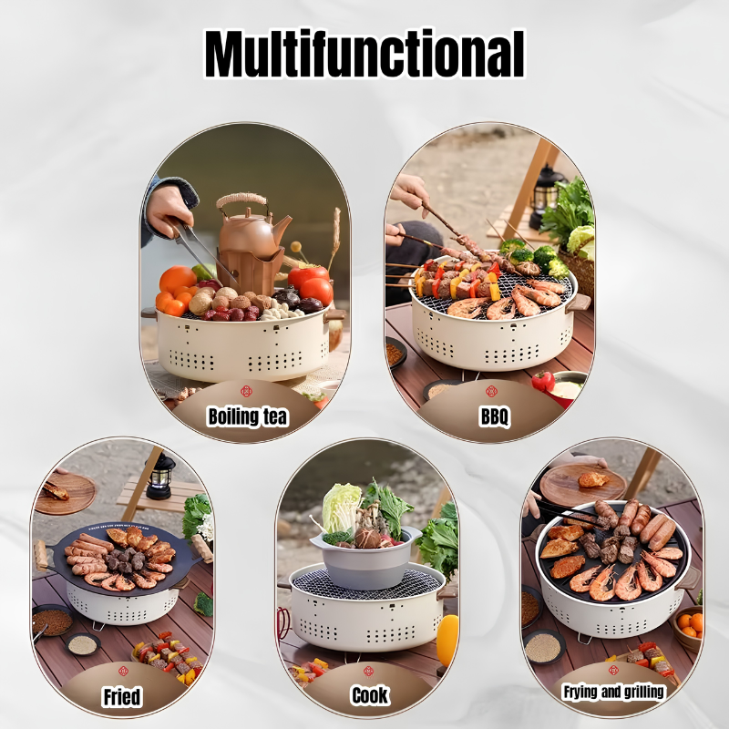 Barbecue charbon portable – grill rond démontable pour extérieur
