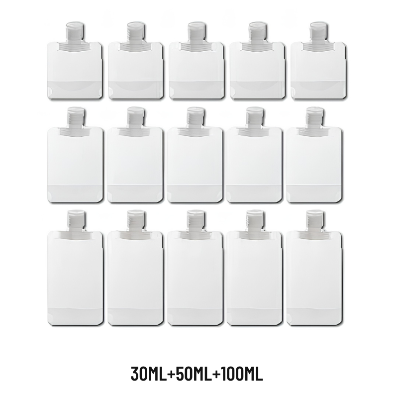 Zestaw 40 buteleczek podróżnych – czysty i uporządkowany transport — 30ML+50ML+100ML, zdjęcie 15
