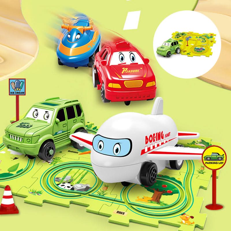 Circuit-puzzle educativo con veicoli elettrici 