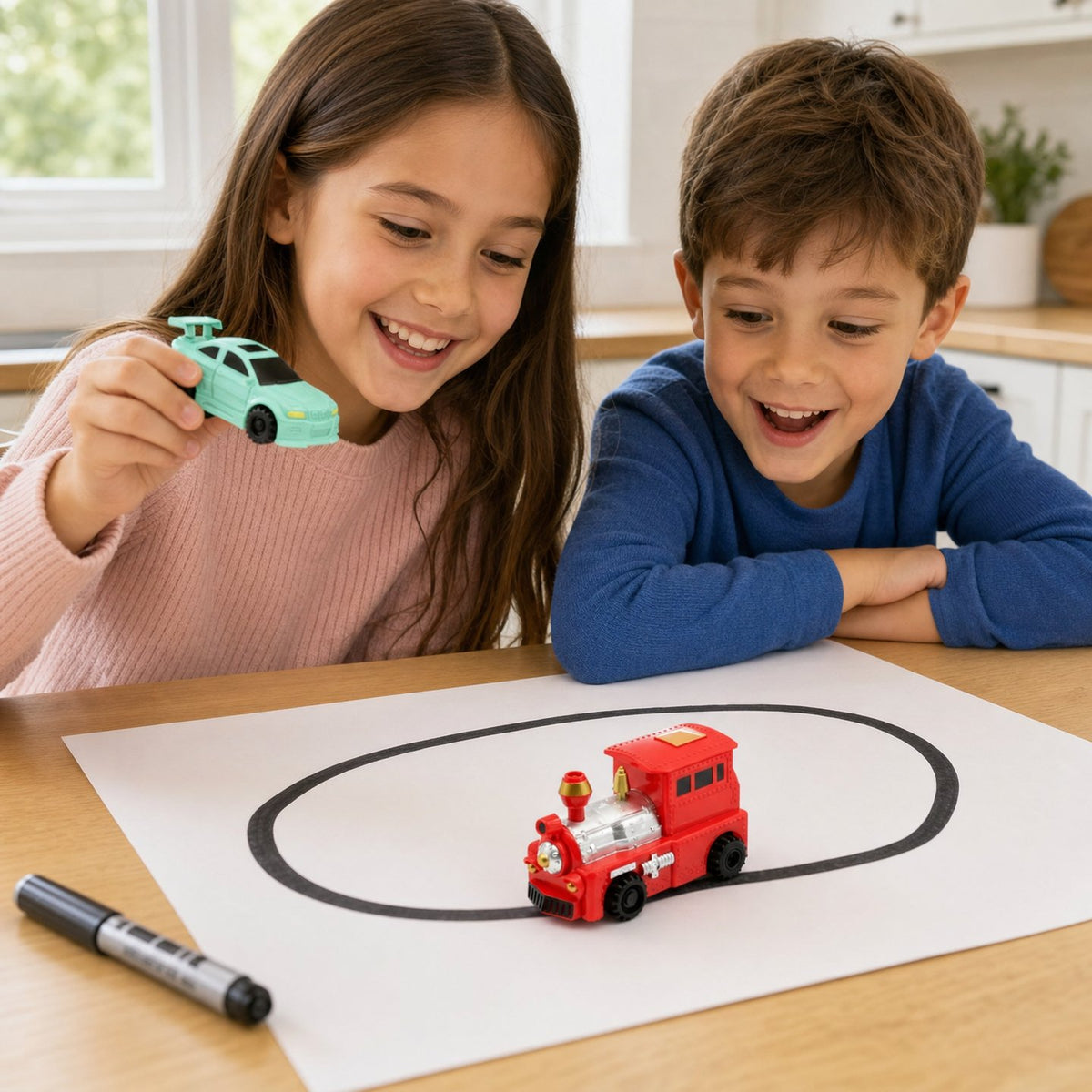 あなたの絵に魔法のように従う魔法の車 