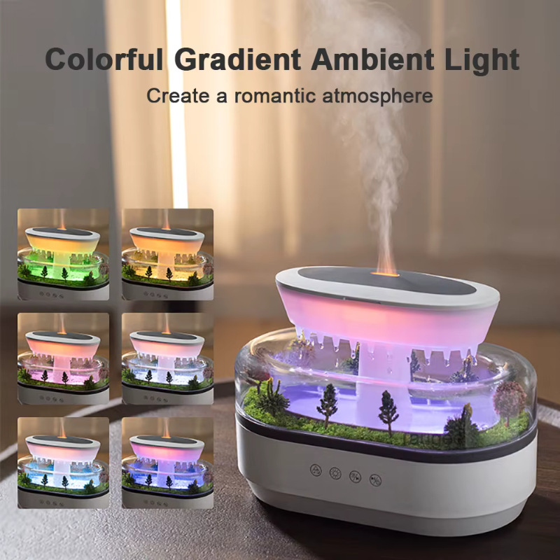 Difusor Efecto Lluvia - Sonido, Niebla y Luz de Ambiente 