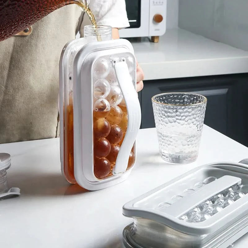 Bouteille 2 En 1 Avec Bac à Glaçons Intégré - 800ml, Paille, Couvercle - Pour Cocktails, Pique-nique - Vert - 14